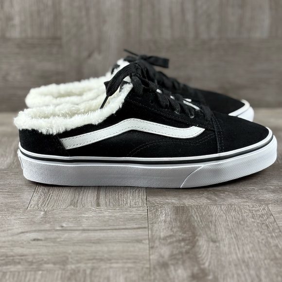 Vans Skater Old Skool Mule (Sued) Black/Sherpa Faux Fur Women’s Size 6.5 - Picture 6 of 16